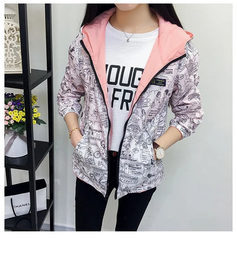 Double-Sided Trench Coat Women 2023 New Spring Autumn Clothes Hooded Windbreaker Jacket Female Outerwear Tops Student Coats 3XL