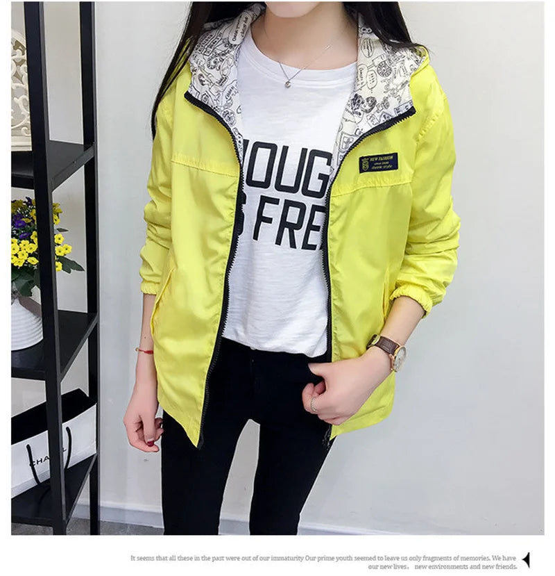 Double-Sided Trench Coat Women 2023 New Spring Autumn Clothes Hooded Windbreaker Jacket Female Outerwear Tops Student Coats 3XL