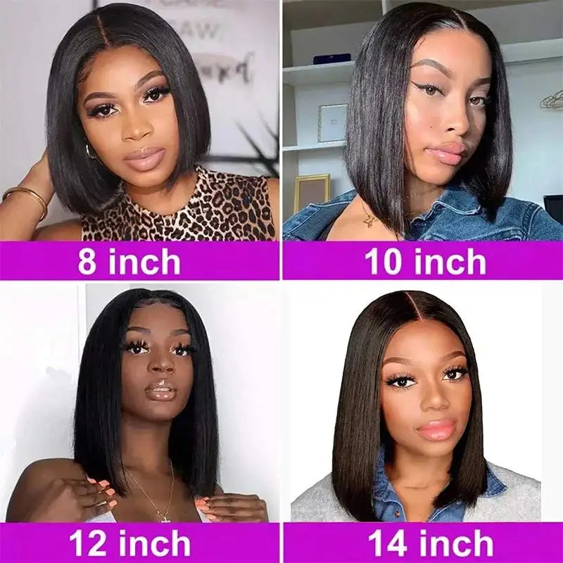 13x4 Straight Lace Frontal Bob Wig 8-14 Inches Pre Plucked 100% Real Human Hair Wigs Brazilian Remy Bone Straight Bob Super Sale