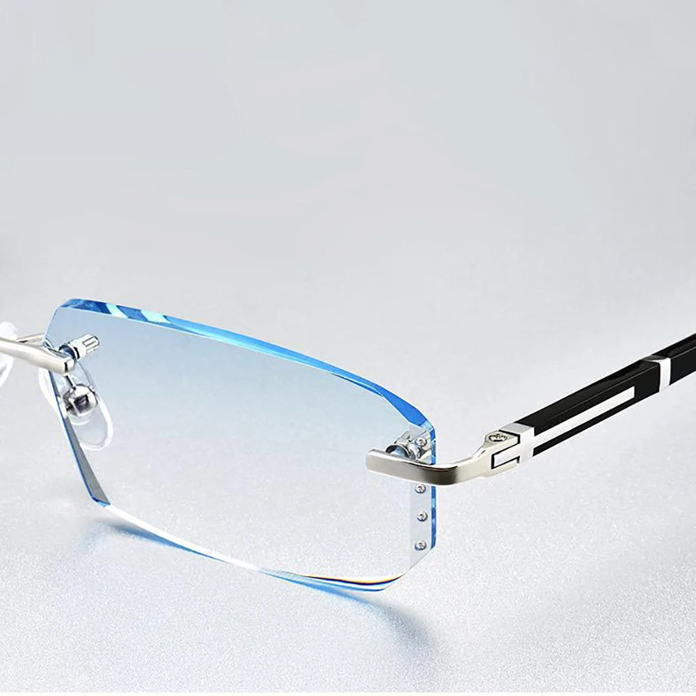 New Cut Edge Presbyopic Glasses Frameless HD Anti Blue Presbyopic Glasses Men's Anti Fatigue Presbyopia Clear Glasses +1.0~+4.0