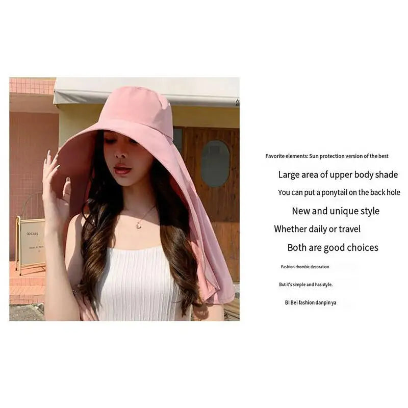 Women Hat Full Face Sun UV Protection Hats Summer Large Brim Shawl Neck Integrated Traveling Outdoors Beach Fisherman Hats