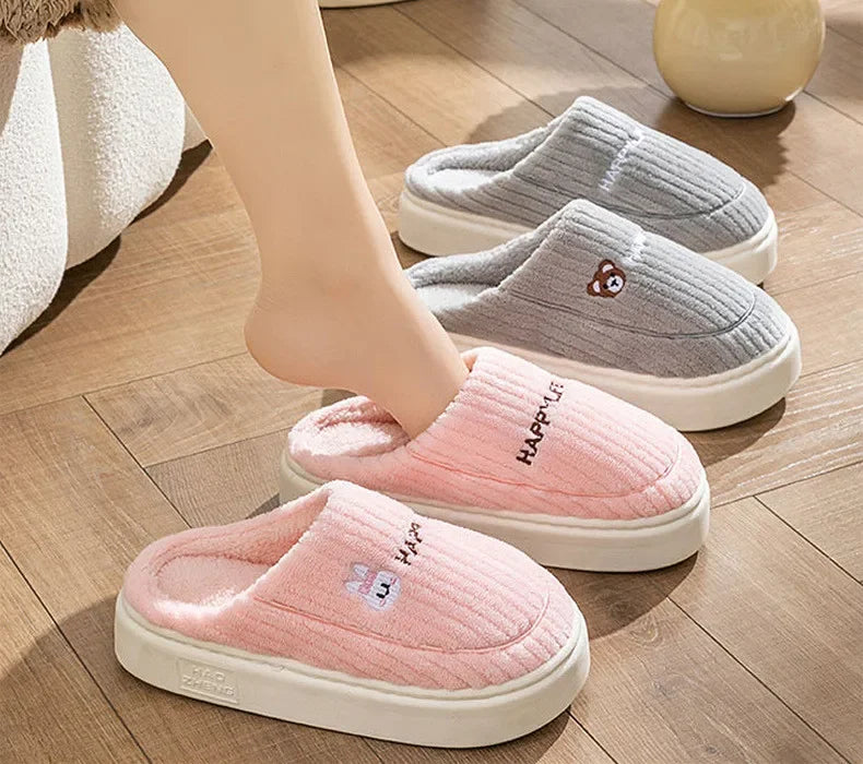 Cotton Slippers for Women Suitable for Home Use Indoor Anti Slip Confinement Shoes Thick Soled Warm for Couples Men Slippers