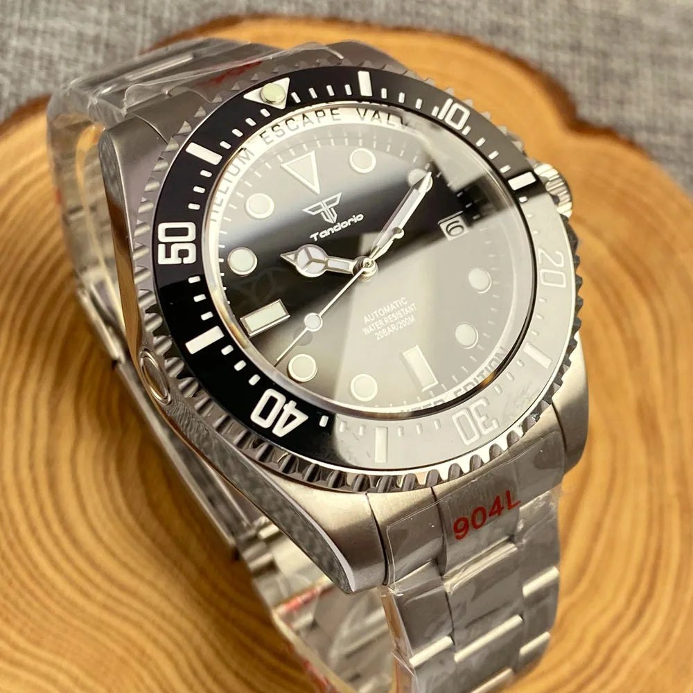200m Dive Mechanical Watch Men Sapphire Crystal NH35AA PT5000 43mm Steel Case 904L Bracelet Glide Lock Ceramic Insert Rejor