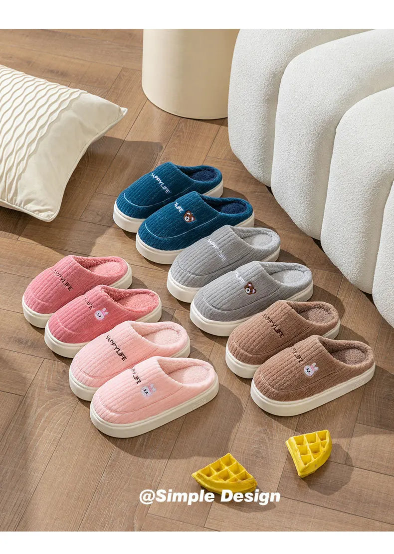 Cotton Slippers for Women Suitable for Home Use Indoor Anti Slip Confinement Shoes Thick Soled Warm for Couples Men Slippers