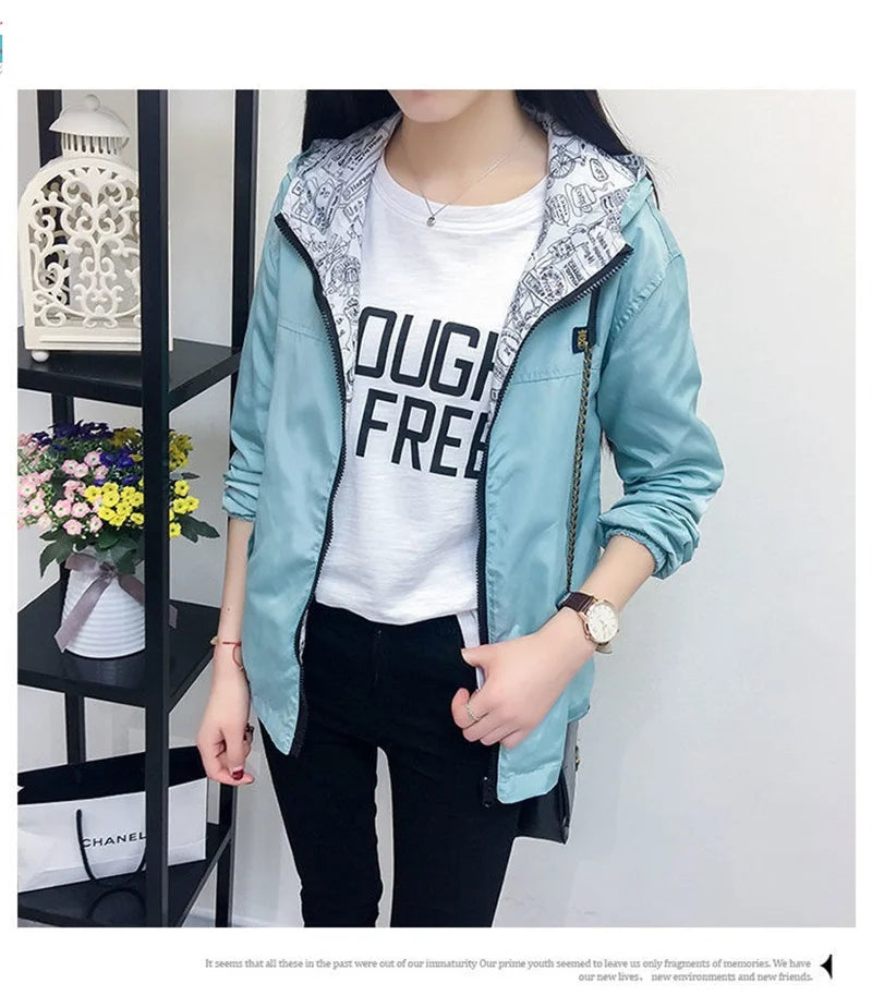 Double-Sided Trench Coat Women 2023 New Spring Autumn Clothes Hooded Windbreaker Jacket Female Outerwear Tops Student Coats 3XL