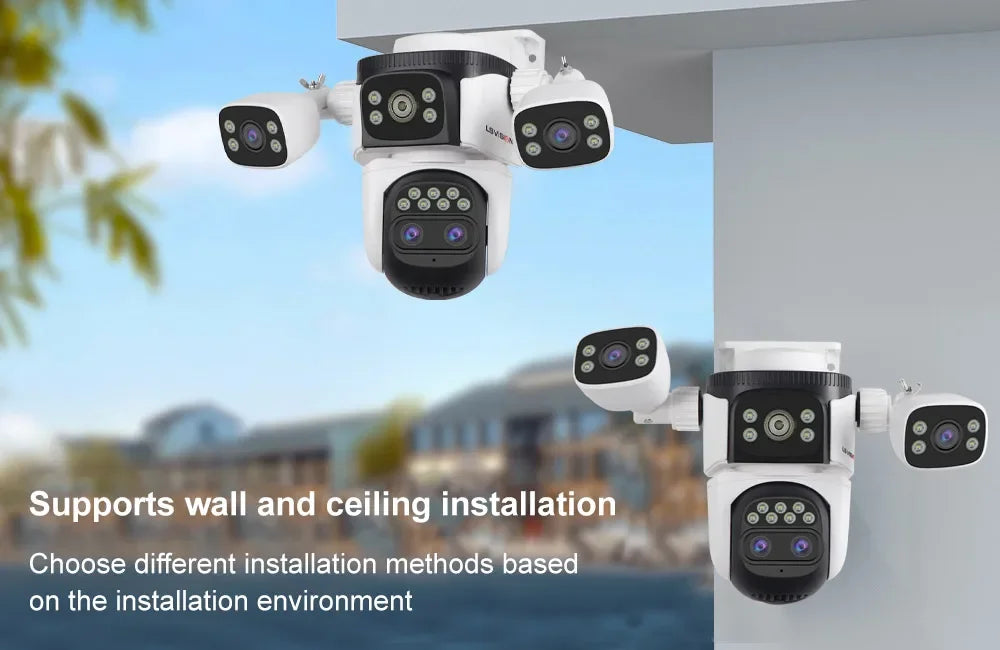 LS VISION 20MP Four Screens WiFi Security Camera Outdoor 10X Optical Zoom Four Lens Human Auto Tracking Waterproof CCTV Cameras