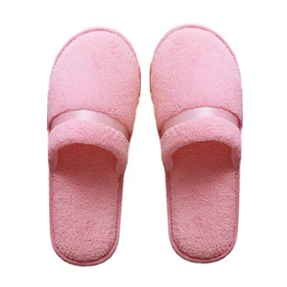 1 Pair Reusable Hotel Slippers For Men Women Coral Fleece Slippers Non-slip Breathable Soft Winter Accessories Indoor Shoes