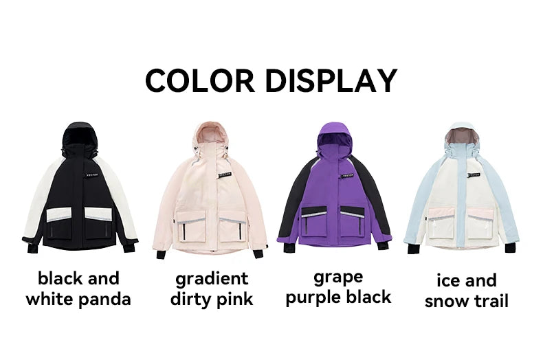 VECTOR Brand Men Women Ski Jacket Winter Warm Windproof Waterproof Ski Suit Outdoor Sports Snowboard Coat Splicing double plate