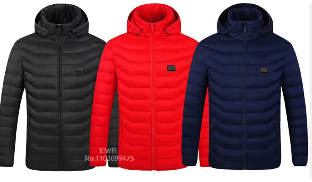 21 Areas Heated Jacket Men Warm Vest USB Self Heating Jacket Women Heated Coat Ski Camping Hiking Winter Cotton Clothes Washed