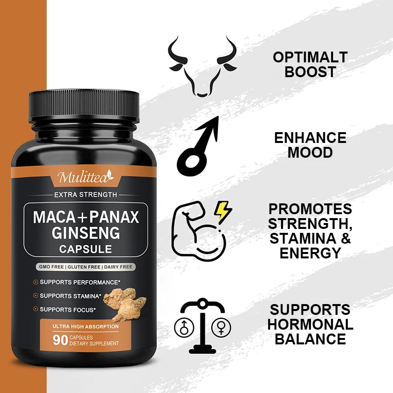 Mulittea Hot Sale 100% Organic Shilajit & Maca Capsules for Male Hormone Balance Energy  Supplement