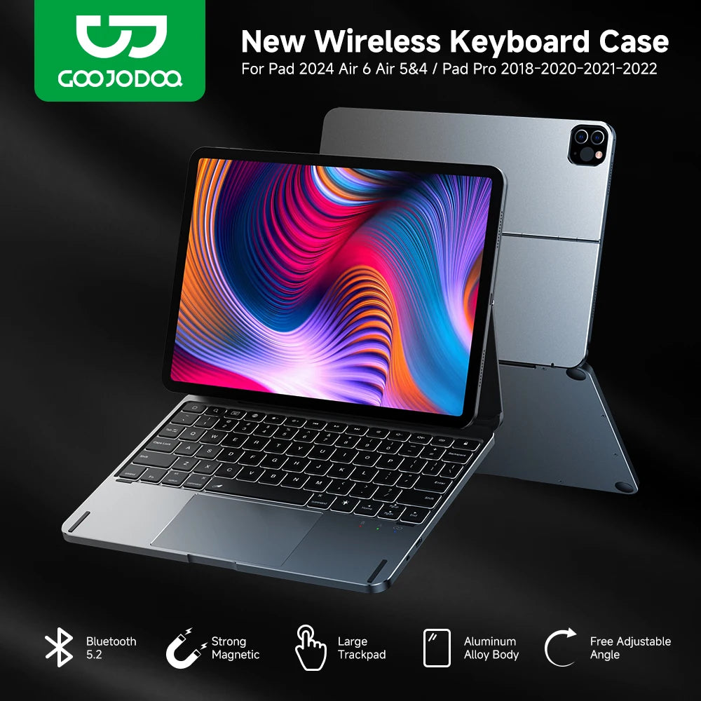 GOOJODOQ Magic Keyboard for  iPad Air 6 11 2024 Air4 Air 5  for iPad Pro 11 Inch 4th/3rd/2nd/1st Gen Full Aluminum Keyboard