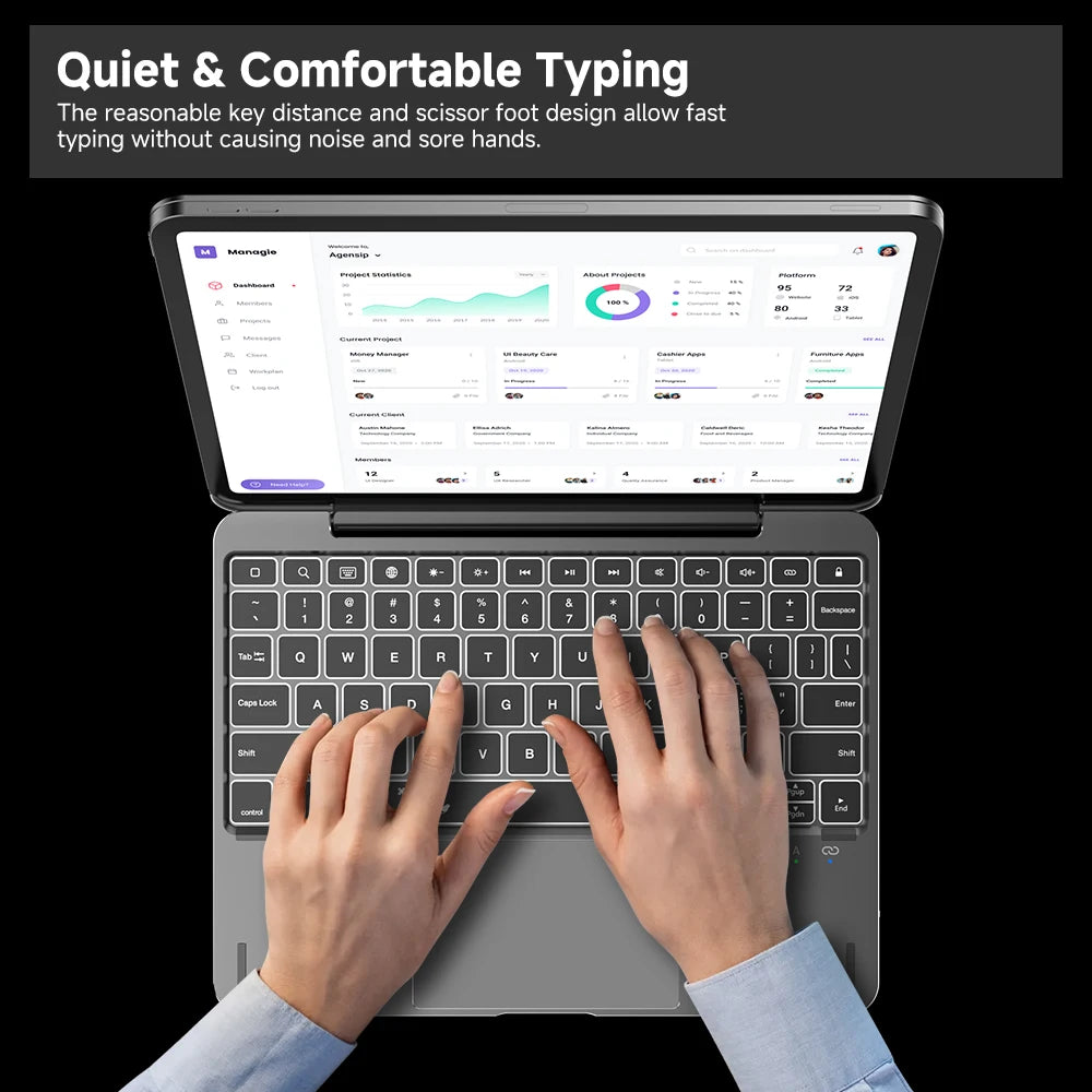 GOOJODOQ Magic Keyboard for  iPad Air 6 11 2024 Air4 Air 5  for iPad Pro 11 Inch 4th/3rd/2nd/1st Gen Full Aluminum Keyboard