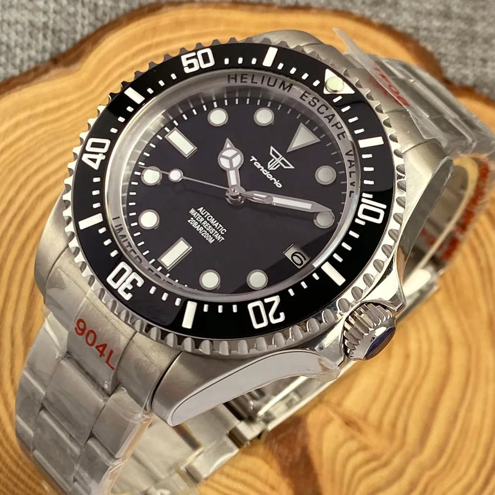 200m Dive Mechanical Watch Men Sapphire Crystal NH35AA PT5000 43mm Steel Case 904L Bracelet Glide Lock Ceramic Insert Rejor