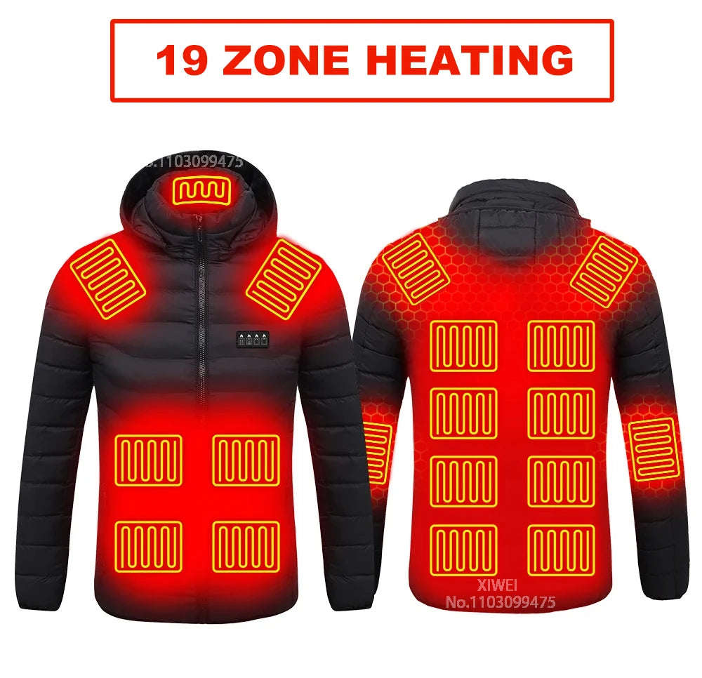 21 Areas Heated Jacket Men Warm Vest USB Self Heating Jacket Women Heated Coat Ski Camping Hiking Winter Cotton Clothes Washed