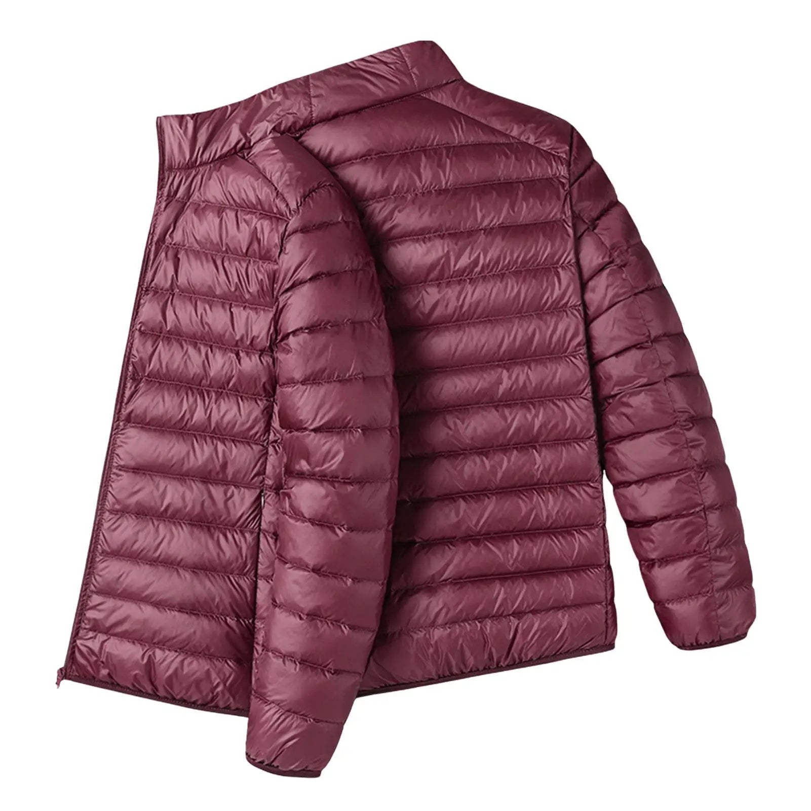 Men Cotton Coat Men's  Cotton Quilted Jacket with Down Filling Zipper Closure Long Sleeve Thermal Coat for Winter Warmth