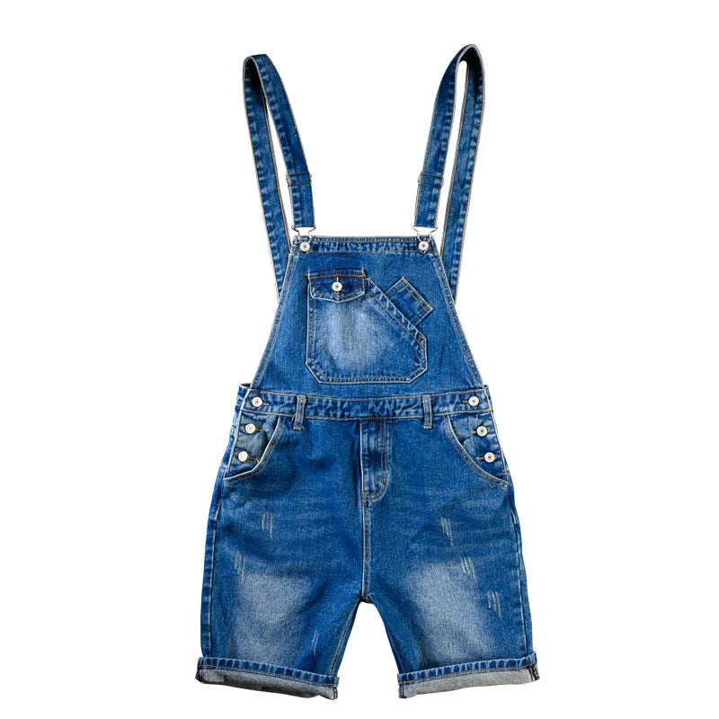 Summer Men Jeans Overalls With Pocket Casual Denim Short Strap Jumpsuit Jeans Men Jeans Suspender Pants Fashion Streetwear M-5xl