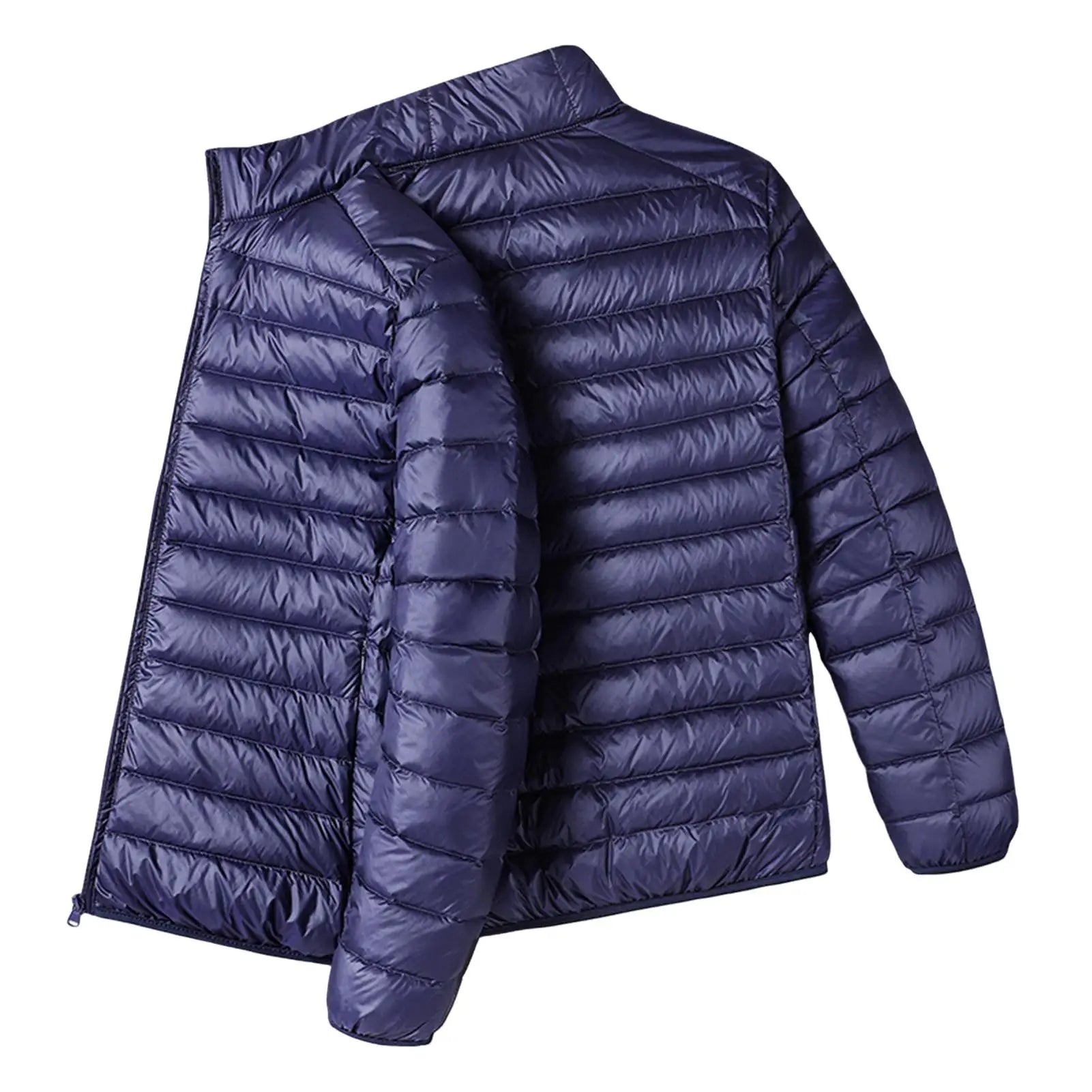 Men Cotton Coat Men's  Cotton Quilted Jacket with Down Filling Zipper Closure Long Sleeve Thermal Coat for Winter Warmth