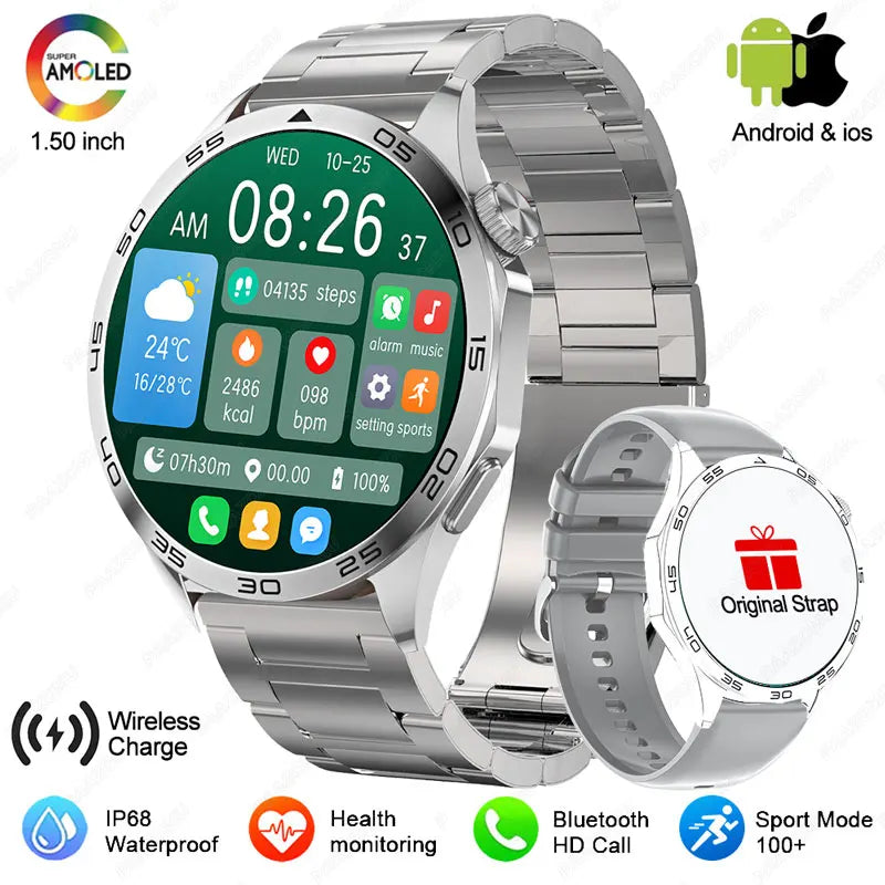 2025 New For Huawei Smart Watch Men Watch 4 Pro+ 1.50 Inch HD Screen Bluetooth Call Health Monitoring Smartwatch New Watch 4