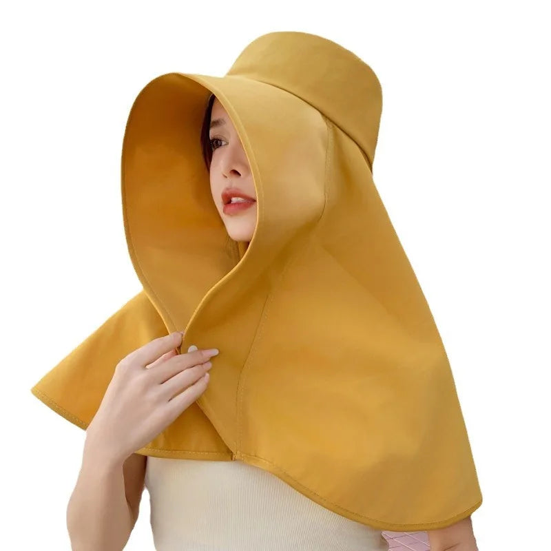 1/2/3PCS Summer Women's Sun Protection Sunshade UV Protection Hat Large Brim Face Covering Hat Face Mask Neck Protection Hat