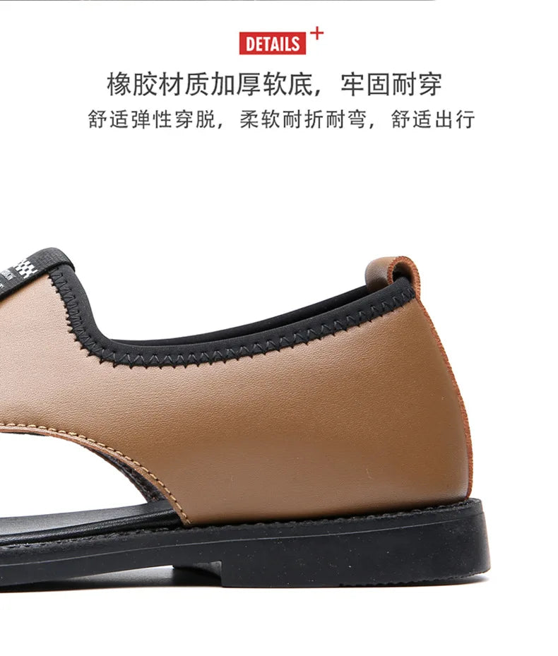 Brand Man Sandals Designer Fashion Leather Casual for Men Summer Comfortable Beach Slippers Outdoor Non-slip Men Sandalias 2024