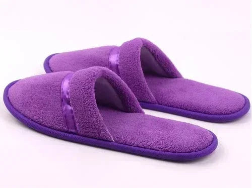 1 Pair Reusable Hotel Slippers For Men Women Coral Fleece Slippers Non-slip Breathable Soft Winter Accessories Indoor Shoes