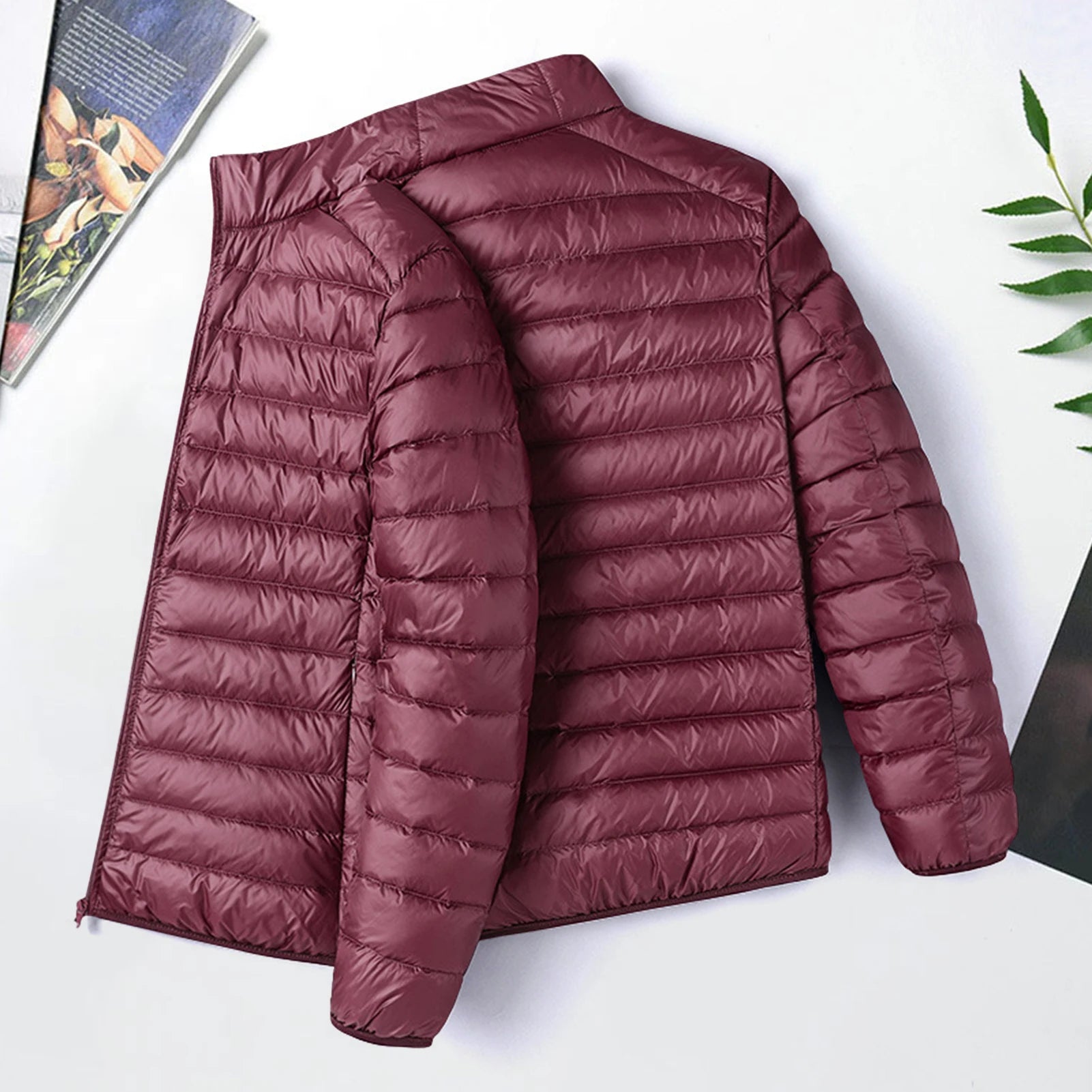 Men Cotton Coat Men's  Cotton Quilted Jacket with Down Filling Zipper Closure Long Sleeve Thermal Coat for Winter Warmth