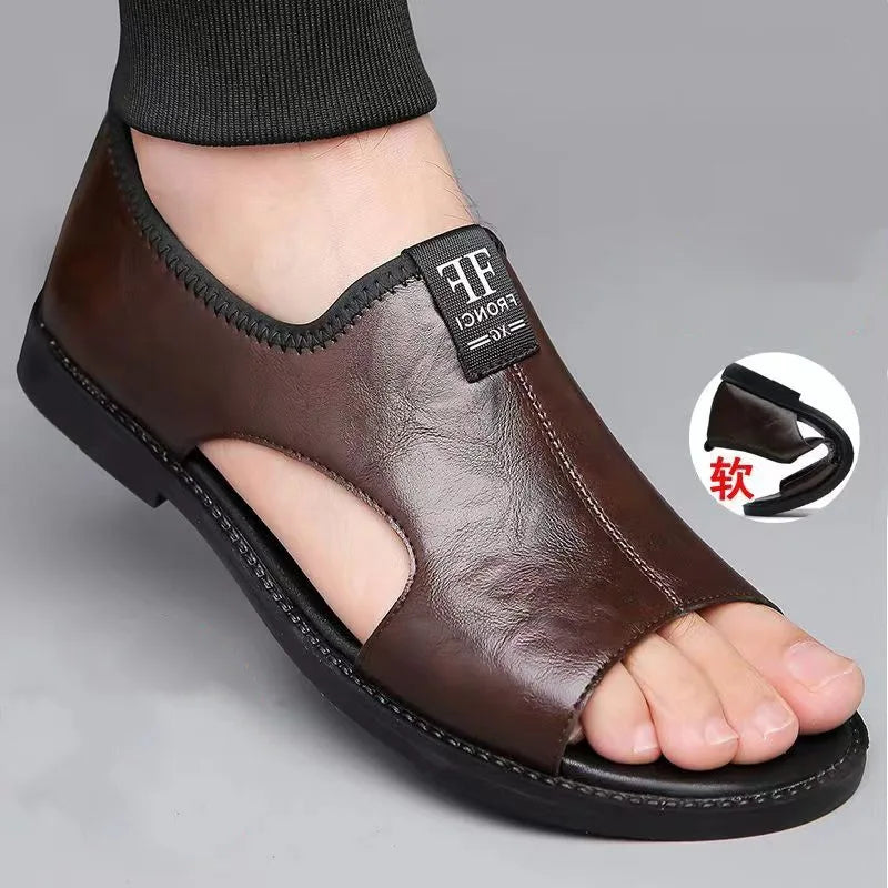 Brand Man Sandals Designer Fashion Leather Casual for Men Summer Comfortable Beach Slippers Outdoor Non-slip Men Sandalias 2024