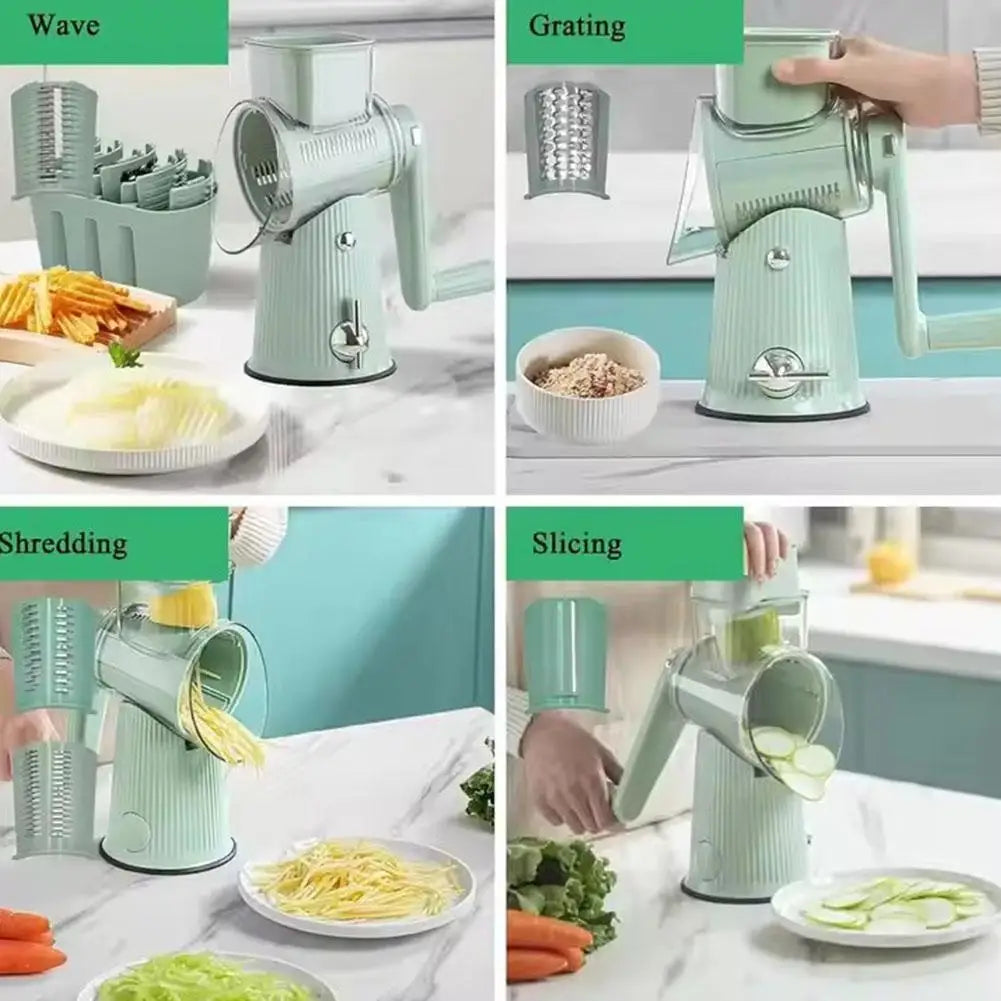 Multifunctional Manual Vegetable Slicer Cheese Grater Rotary Drum Grater Kitchen Tool for Veggie Chopping Food Shredding Y2B0