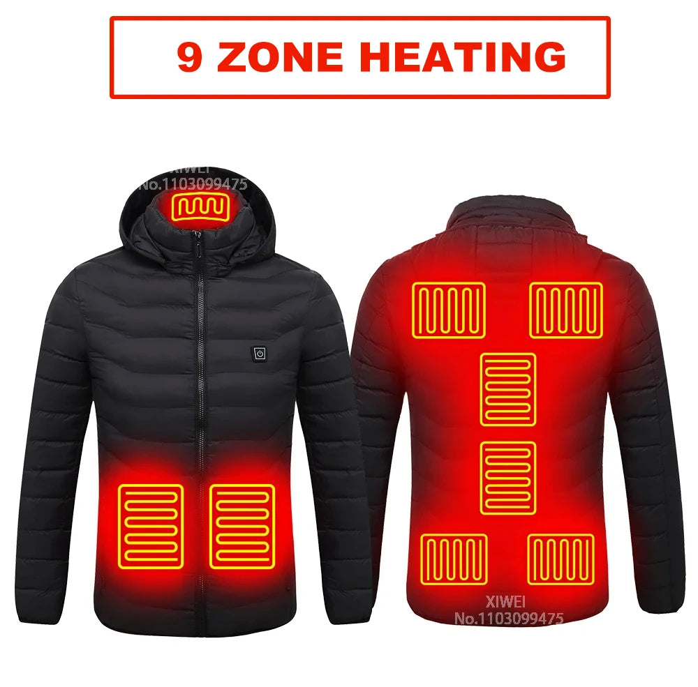 21 Areas Heated Jacket Men Warm Vest USB Self Heating Jacket Women Heated Coat Ski Camping Hiking Winter Cotton Clothes Washed