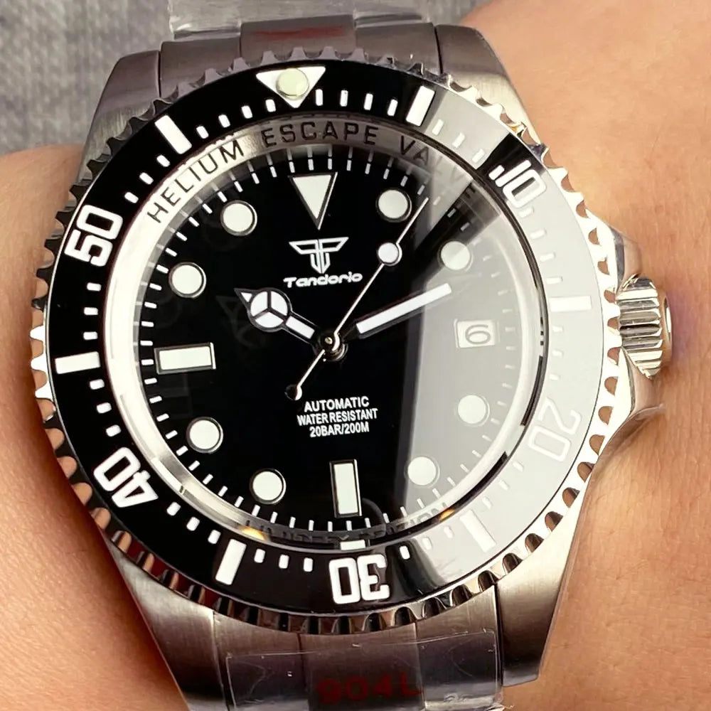200m Dive Mechanical Watch Men Sapphire Crystal NH35AA PT5000 43mm Steel Case 904L Bracelet Glide Lock Ceramic Insert Rejor
