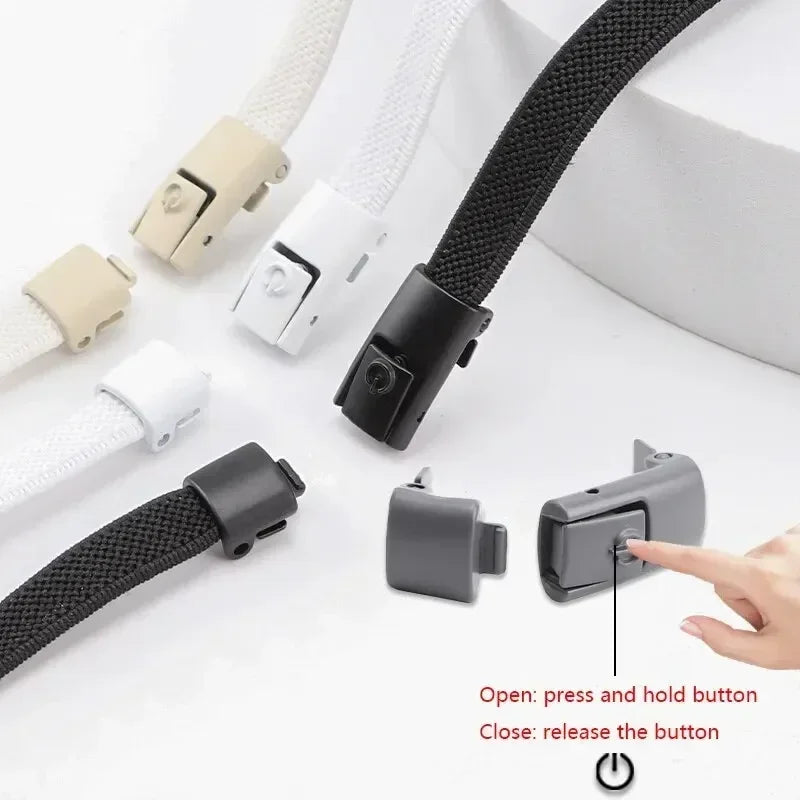2Pairs Without Ties Elastic Laces No Tie Shoe Laces Press Lock Shoelaces Sneaker Kids Adult 8MM Widened Flat Shoelace for Shoes