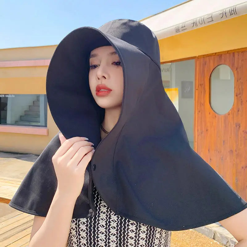 Women Hat Full Face Sun UV Protection Hats Summer Large Brim Shawl Neck Integrated Traveling Outdoors Beach Fisherman Hats